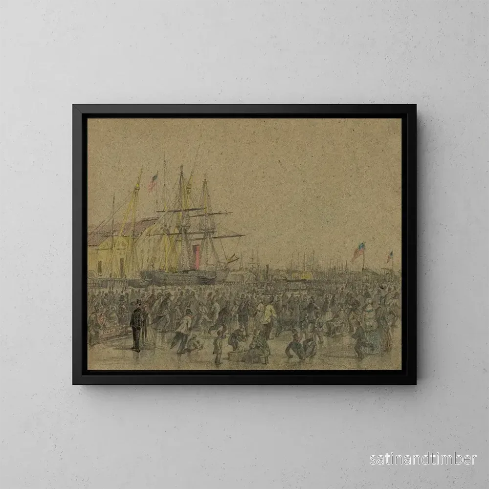 Reproduktion av målningen Scen vid Delaware-floden i Philadelphia under den stränga vintern 1856 – James Fuller Queen Reproduktion av målningen Scen vid Delaware-floden i Philadelphia under den stränga vintern 1856 – James Fuller Queen