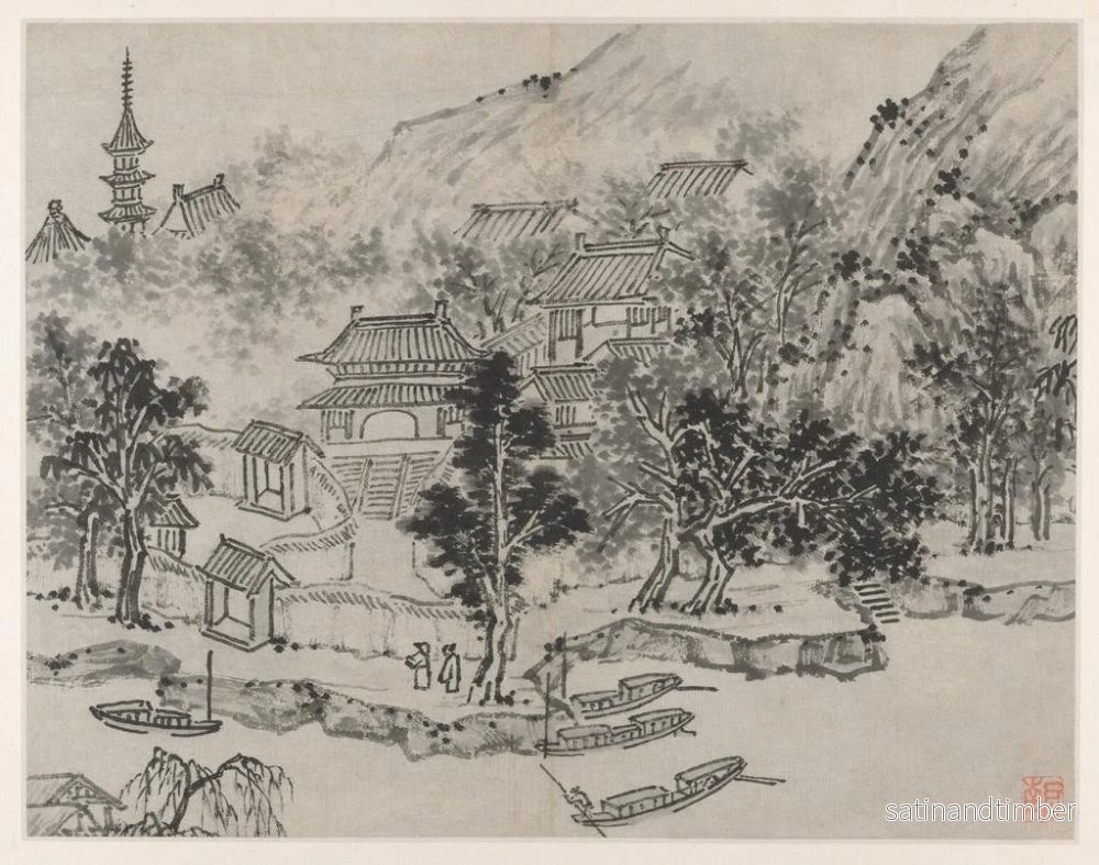 Reproduktion av målningen Vue lointaine de Tiger Hill depuis l'amarrage du canal - Shen Zhou - Bild 2