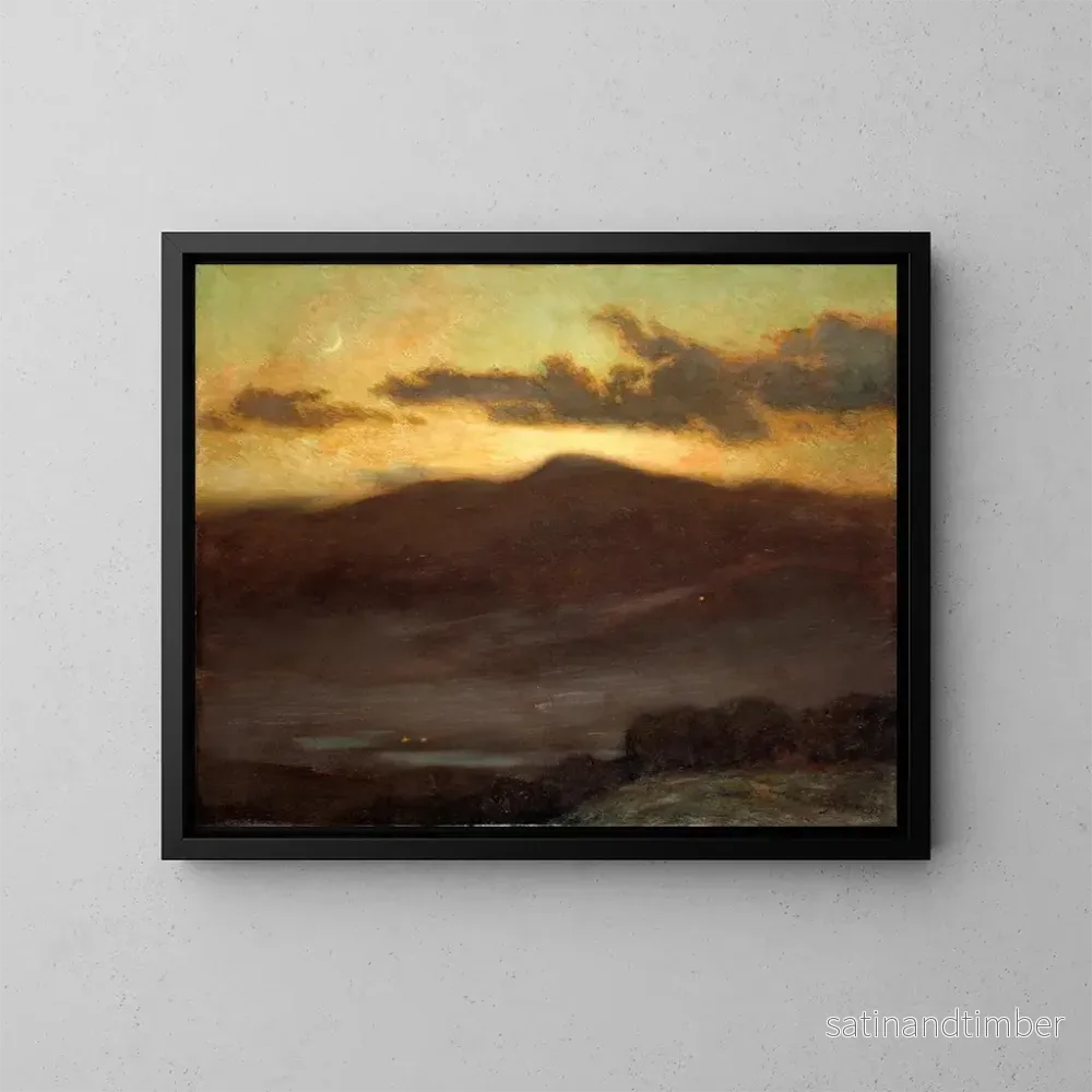 Reproduktion av målningen av solnedgång över Mount McIntyre - James Henry Moser