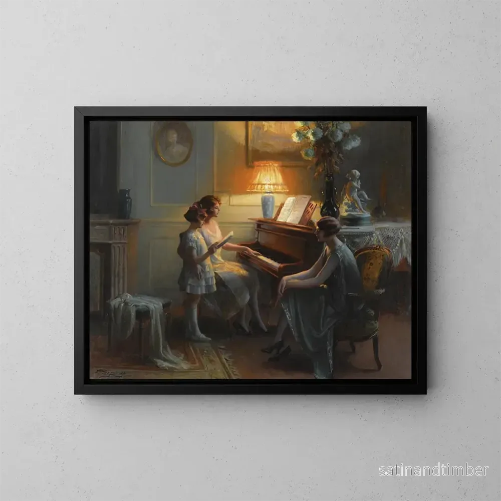 Reproduktion av målningen La leçon de chant - Delphin Enjolras