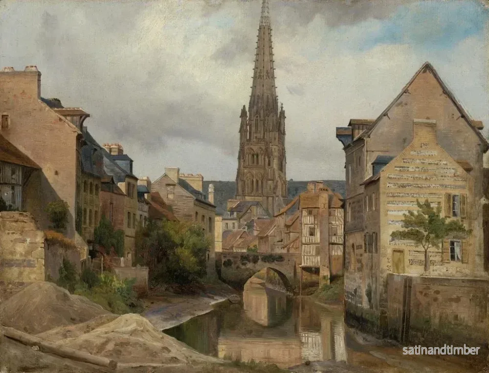 Reproduktion av målningen Vue de Saint-Martin à Harfleur près du Havre - Johann Wilhelm Schirmer - Bild 2