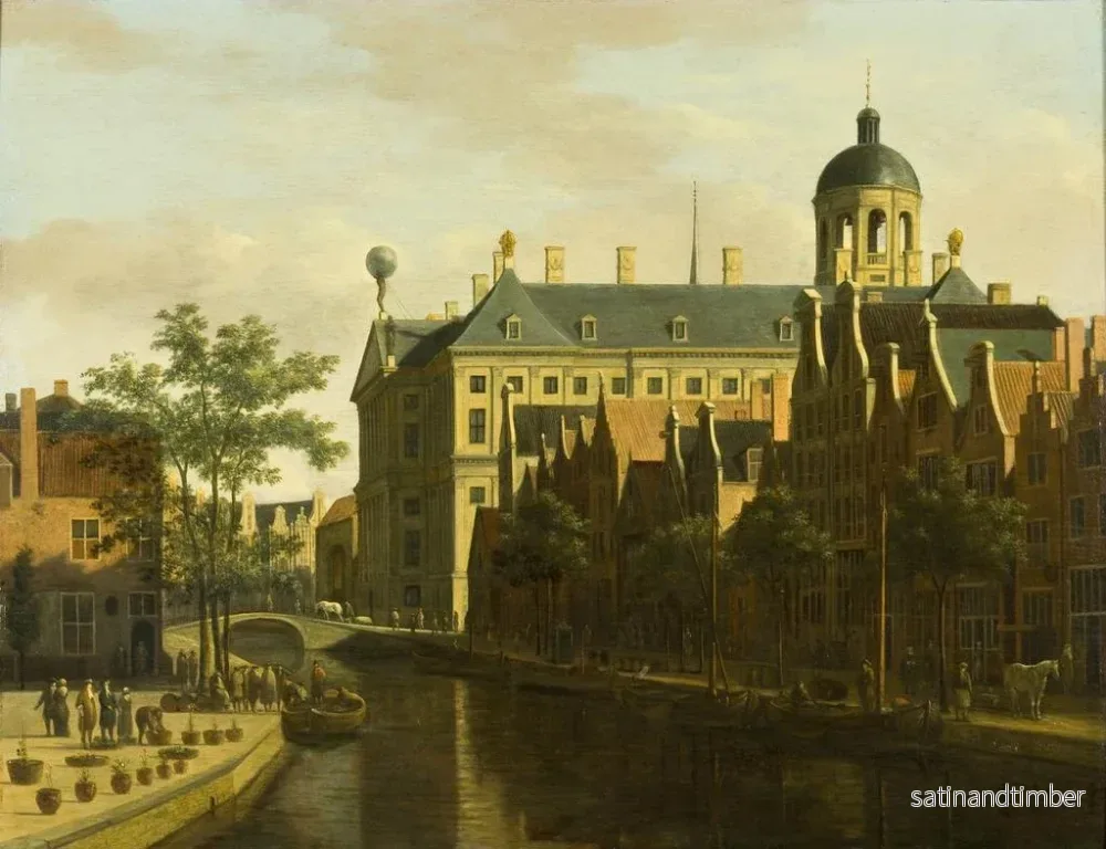 Reproduktion av målningen La Nieuwezijds Voorburgwal med blommarknaden och träden i Amsterdam - Gerrit Adriaensz Berckheyde - Bild 2