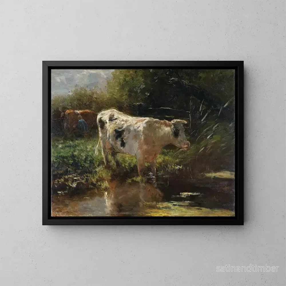 Reproduktion av målningen Vache près d'un fossé - Willem Maris