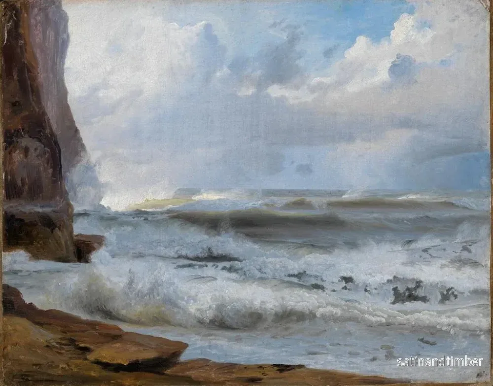 Reproduktion av målningen Studie av havet i Étretat med klippor till vänster - Johann Wilhelm Schirmer - Bild 2