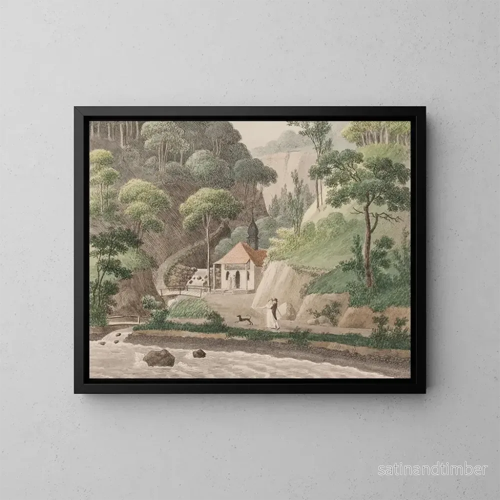 Reproduktion av målningen La chapelle de Liselund à Mén - Søren L. Lange