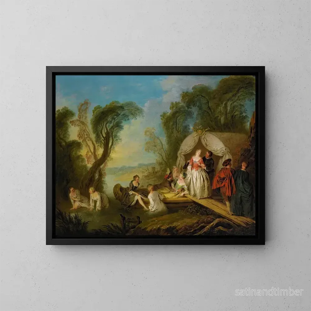 Reproduktion av målningen Fête galante: La barque de plaisir - Jean-Baptiste Pater