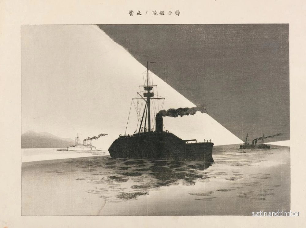 Reproduktion av målningen La flotte combinée en veille nocturne de la série des rouleaux d'images de service distingué - Takahashi Shōtei - Bild 2