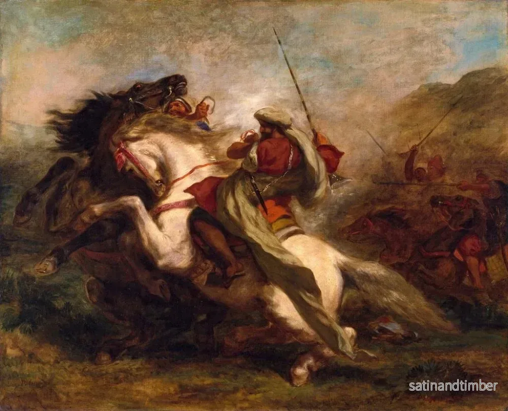 Reproduktion av målningen av kollision mellan moriska ryttare - Eugène Delacroix - Bild 2