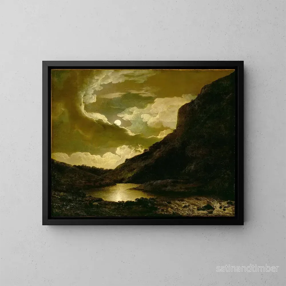 Reproduktion av målningen Matlock Tor au clair de lune - Joseph Wright de Derby