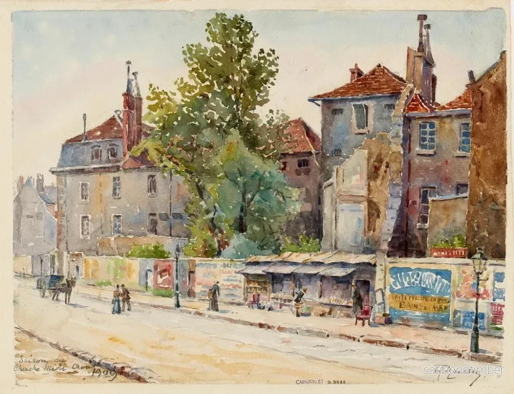 Reproduktion av målningen Prison du Cherche-Midi, rue du Cherche-Midi vid hörnet av boulevard Raspail - Georges-Henri Manesse - Bild 2