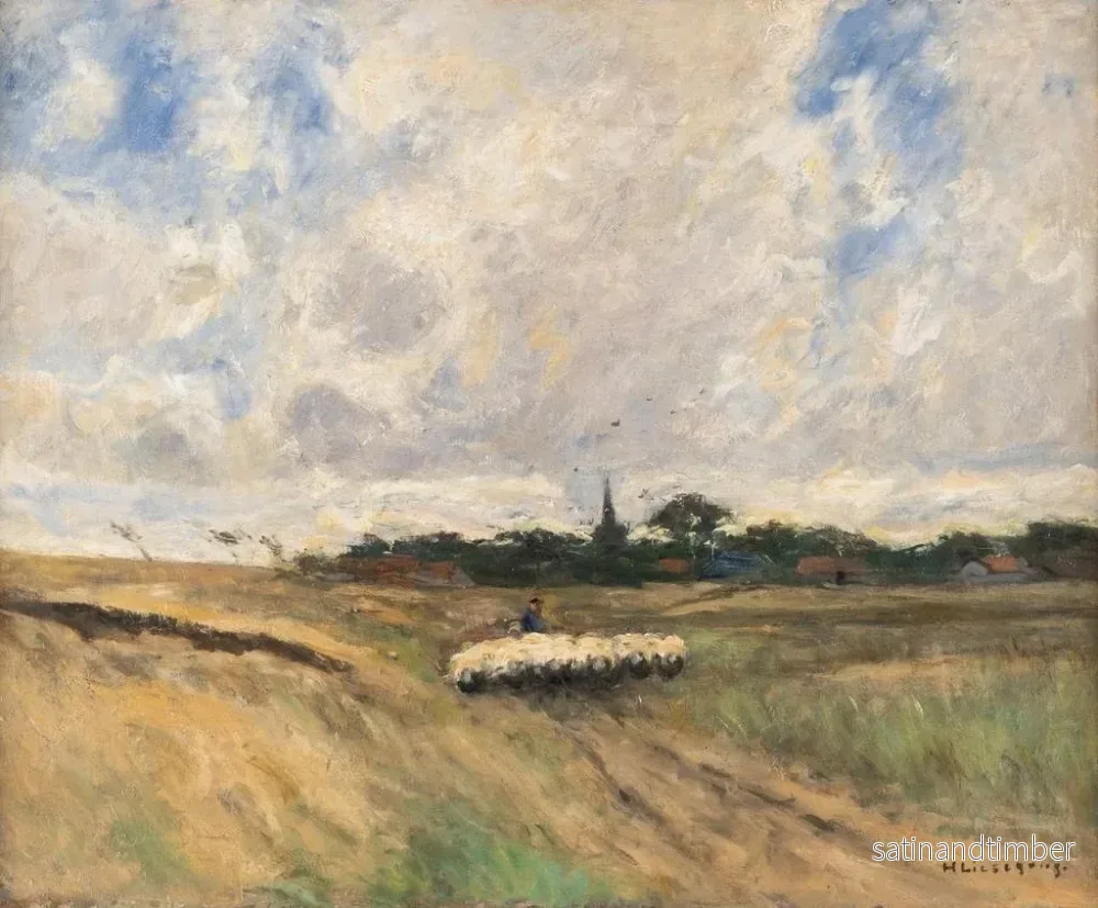 Reproduktion av målningen av herdar med en flock i ett stormigt landskap - Helmuth Liesegang - Bild 2