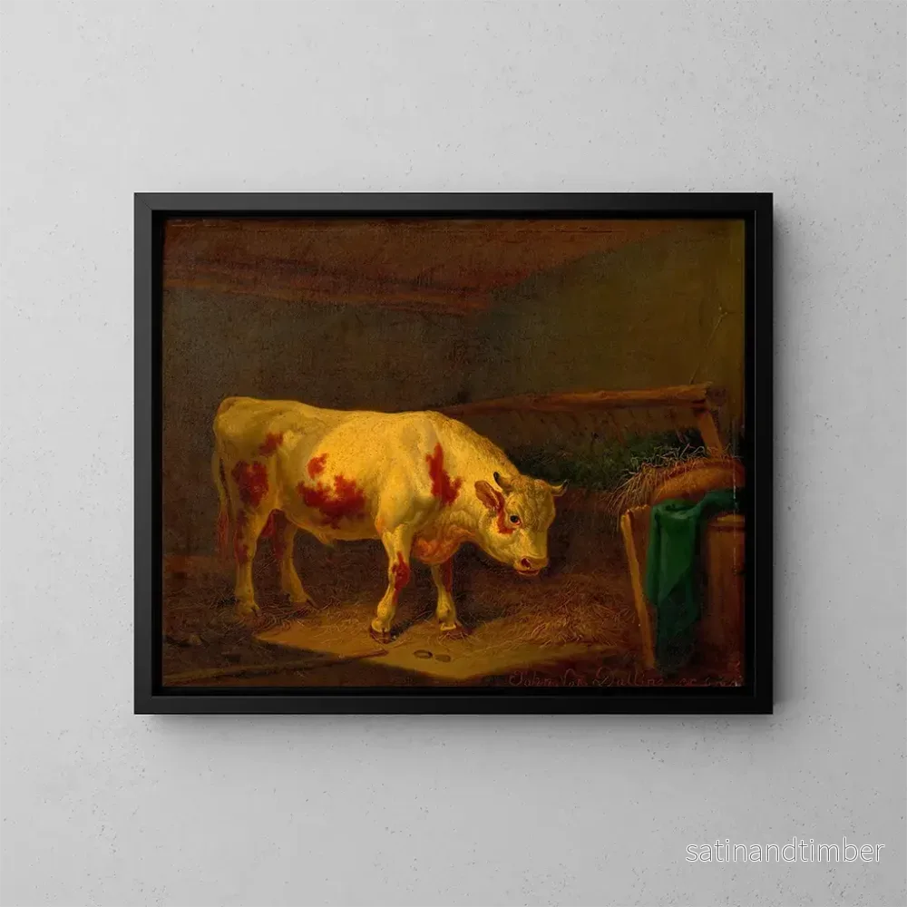 Reproduktion av målningen av Vache dans l'étable - Johann Baptist Dallinger von Dalling le Jeune