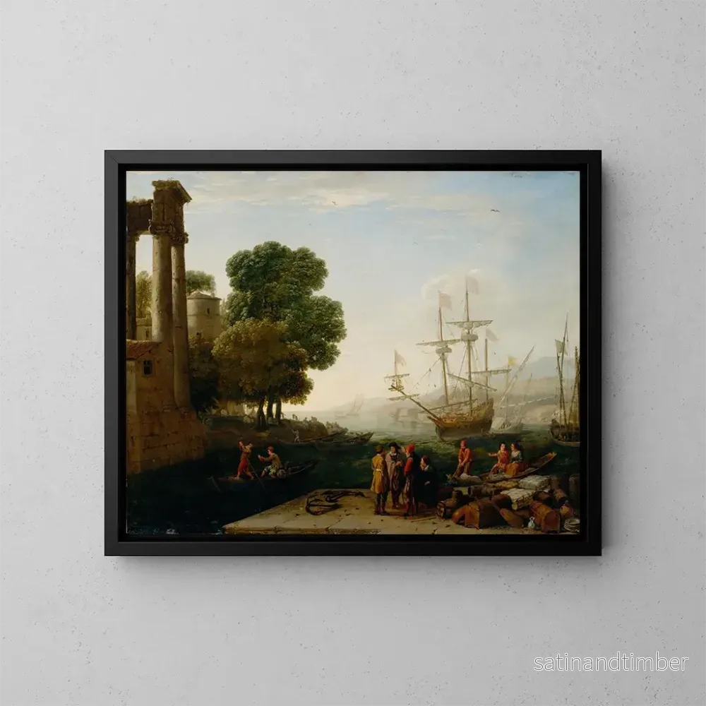 Reproduktion av målningen En hamn vid solnedgången – Claude Lorrain Reproduktion av målningen En hamn vid solnedgången – Claude Lorrain