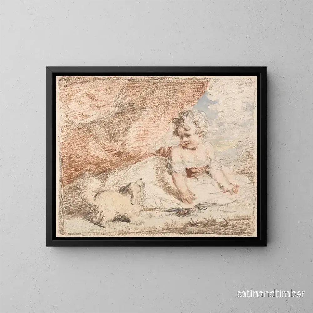 Reproduktion av målningen Ungt barn med en hund i knät - John Hoppner