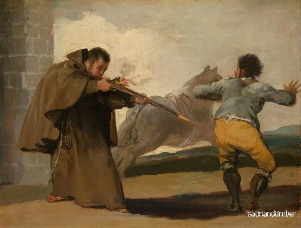 Reproduktion av målningen Le frère Pedro skjuter på El Maragato medan hans häst flyr - Francisco de Goya - Bild 2