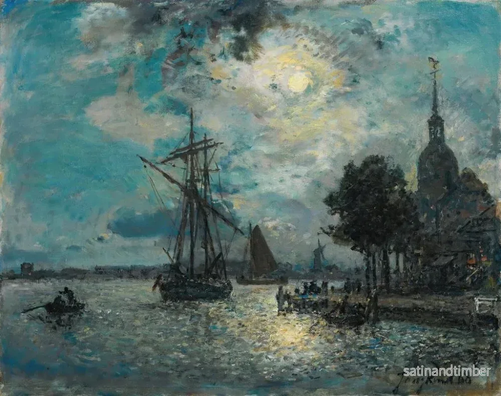 Reproduktion av målningen Le port de Dordrecht au clair de lune - Johan Barthold Jongkind - Bild 2