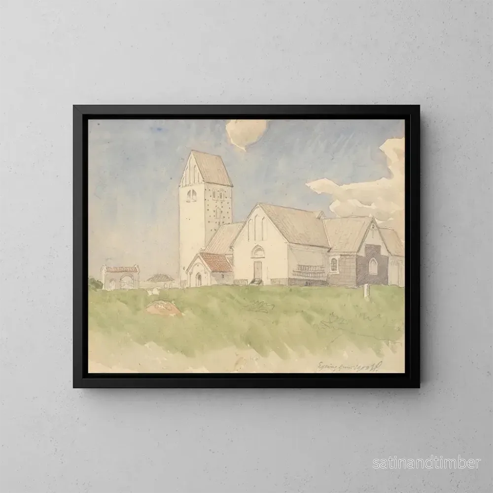 Reproduktion av målningen av Ejsing kyrka - Joakim Skovgaard