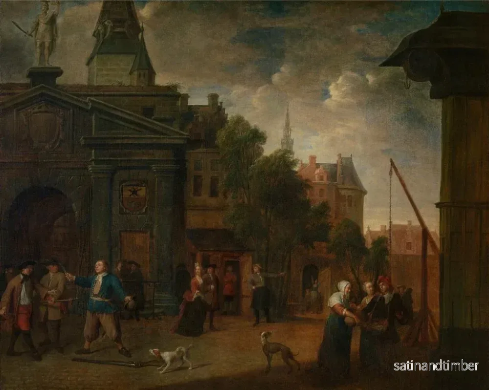 Reproduktion av målningen teater i gatan i gården i Antwerpen - Balthasar van den Bossche - Bild 2