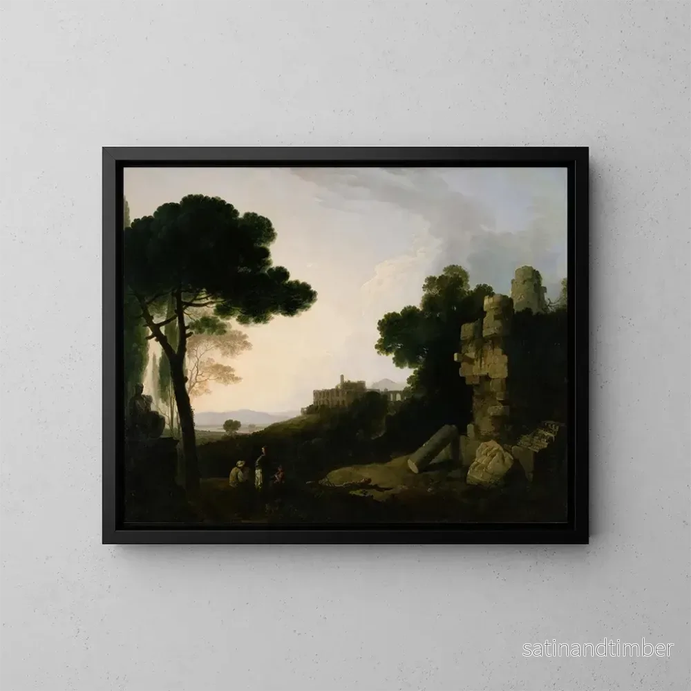 Reproduktion av målningen Landskapskapriccio med Horatius och Curiatius gravar samt Mecenas villa i Tivoli - Richard Wilson