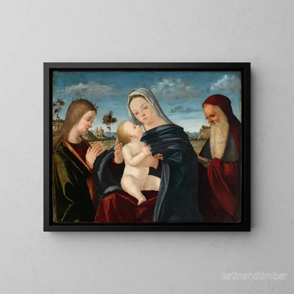 Reproduktion av målningen Marie med barnet och helgonen Katarina och Jerome - Vittore Carpaccio