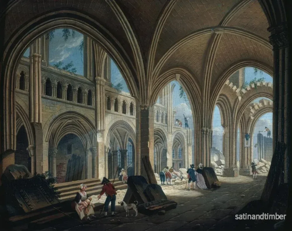 Reproduktion av målningen av rivningen av Saint-Jean-en-Grève-kyrkan 1800 - Pierre-Antoine Demachy - Bild 2