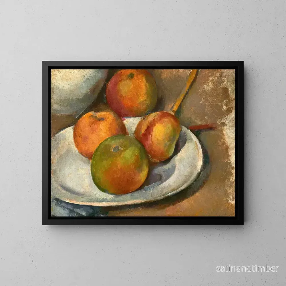 Reproduktion av målningen av fyra äpplen och en kniv - Paul Cézanne