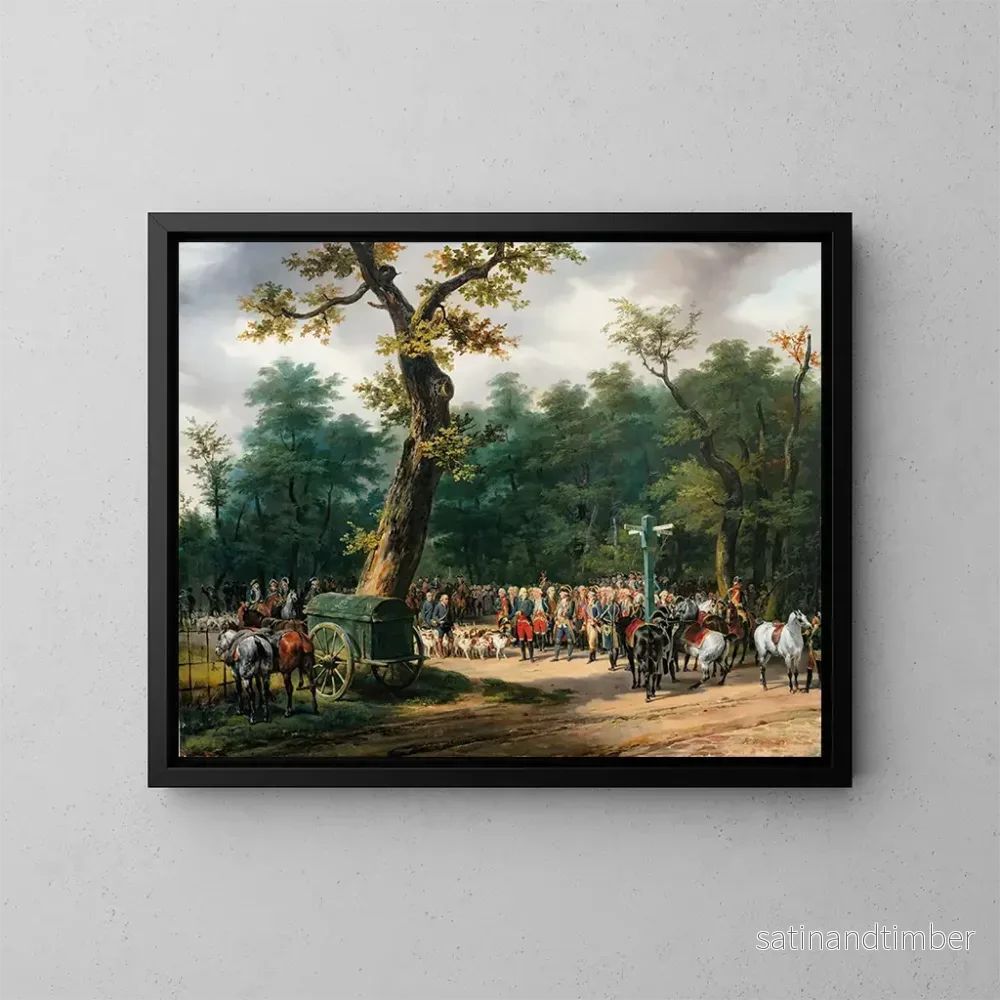 Reproduktion av målningen La dernière chasse de Louis XVI à Fontainebleau - Horace Vernet