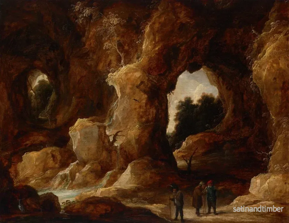Reproduktion av målningen En grotta med figurer, en hjort och en stork - David Teniers den yngre - Bild 2