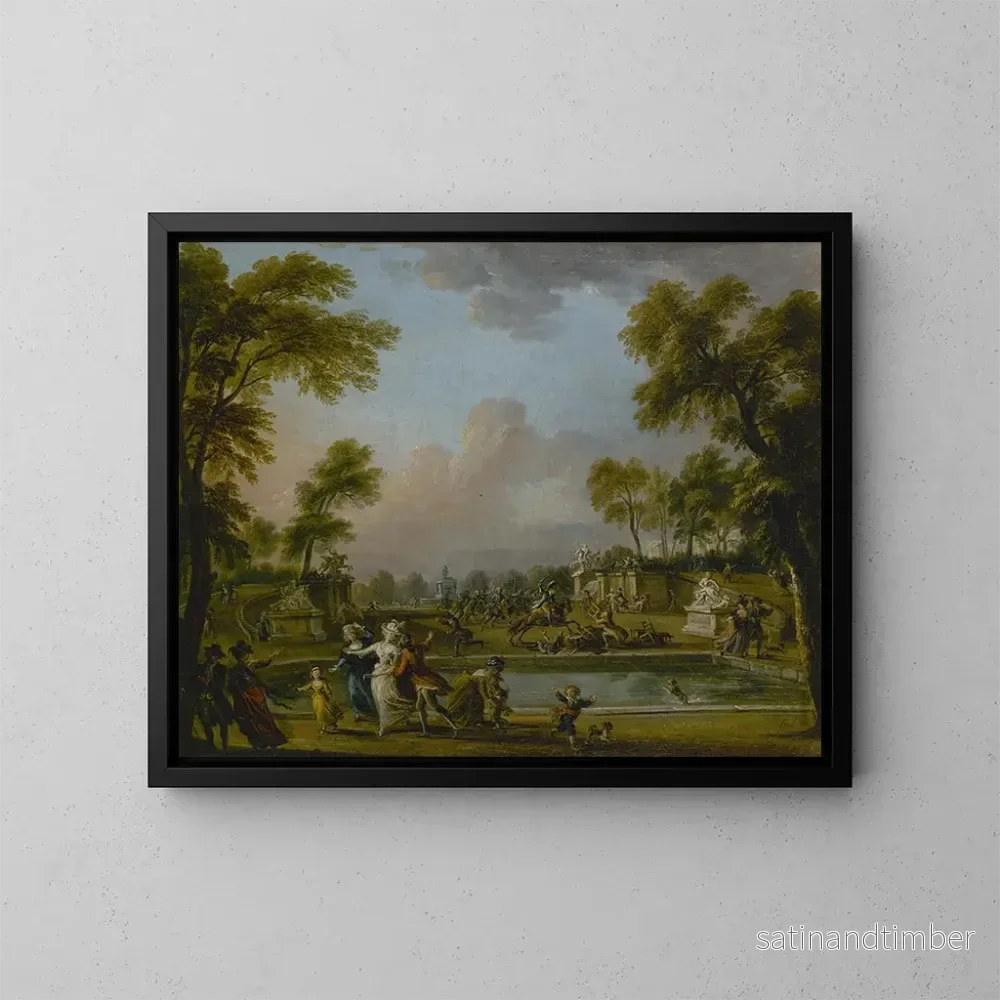 Reproduktion av målningen La charge du prince de Lambesc dans le jardin des Tuileries, le 12 juillet 1789 - Jean-Baptiste Lallemand