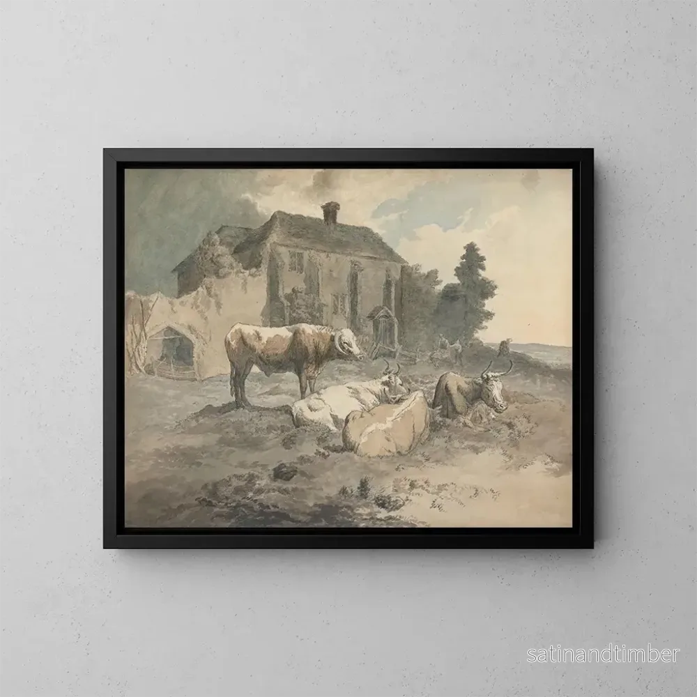 Reproduktion av målningen Bétail à longues cornes - Robert Hills