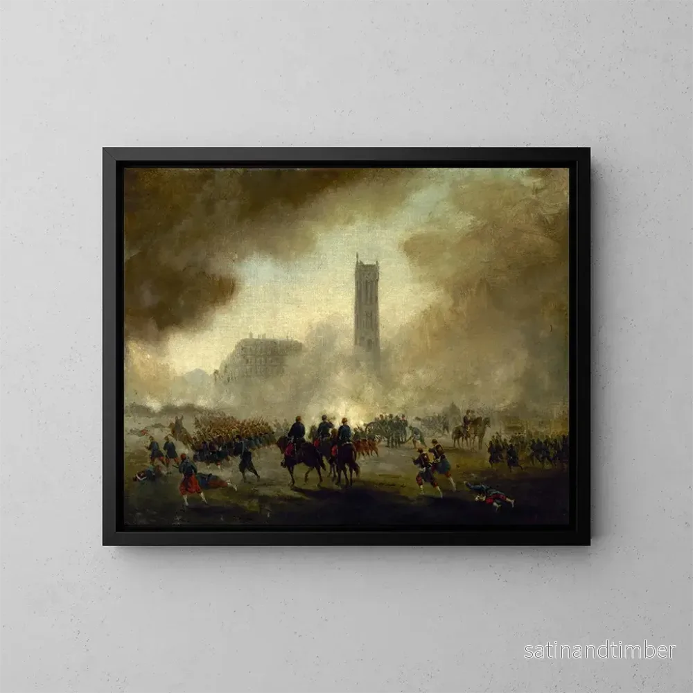Reproduktion av målningen La tour Saint-Jacques återtagen av versailles trupper – Gustave Boulanger Reproduktion av målningen La tour Saint-Jacques återtagen av versailles trupper – Gustave Boulanger