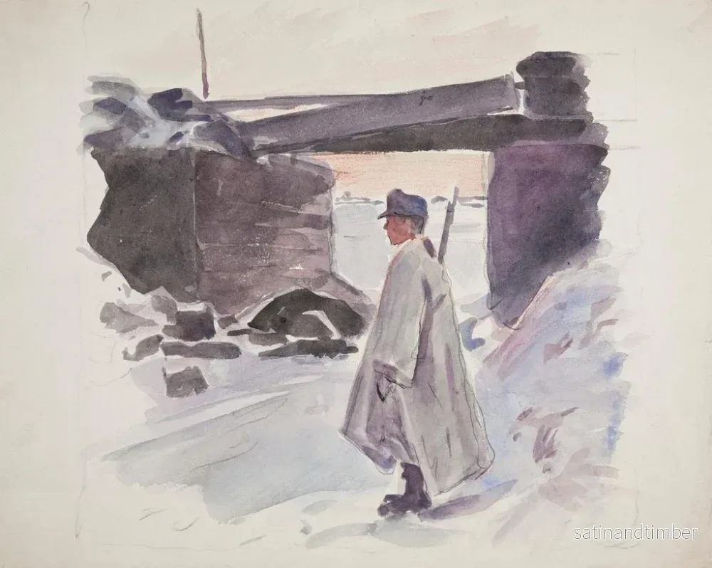 Reproduktion av målningen av Legionen av ukrainska skarpskyttar från Sich 1914-1920 i skarpt läge nära fästningen - Ivan Ivanec - Bild 2