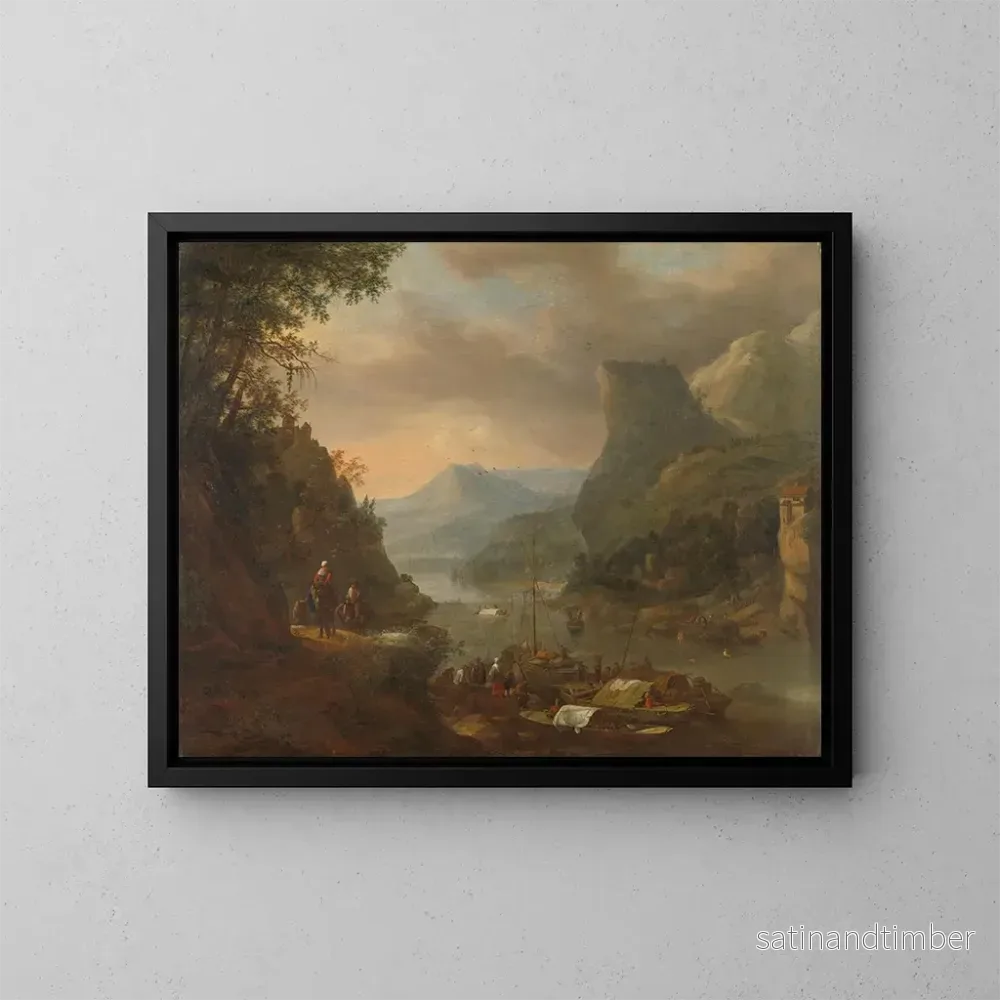 Reproduktion av målningen Vue de rivière dans une région montagneuse – Herman Saftleven Reproduktion av målningen Vue de rivière dans une région montagneuse – Herman Saftleven