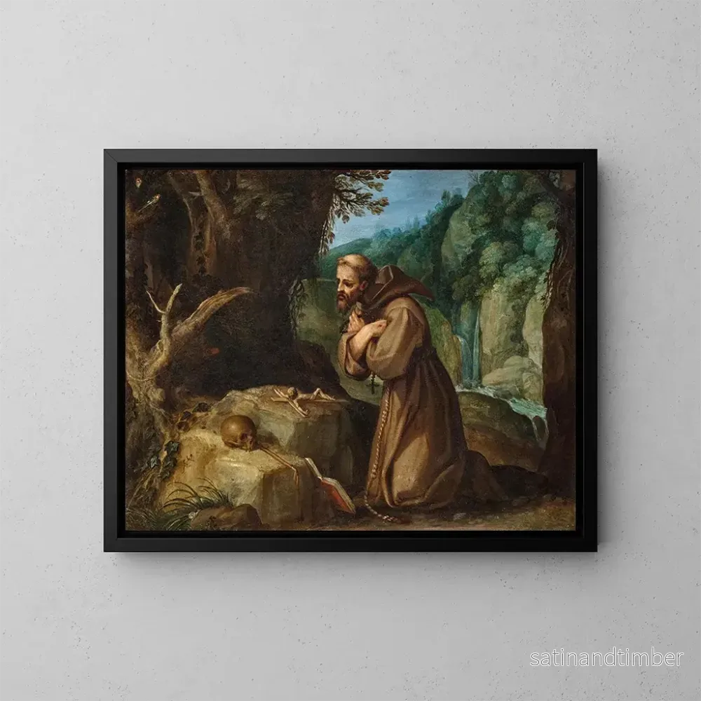 Reproduktion av målningen av Sankt Franciskus av Assisi i meditation – Paul Bril Reproduktion av målningen av Sankt Franciskus av Assisi i meditation – Paul Bril