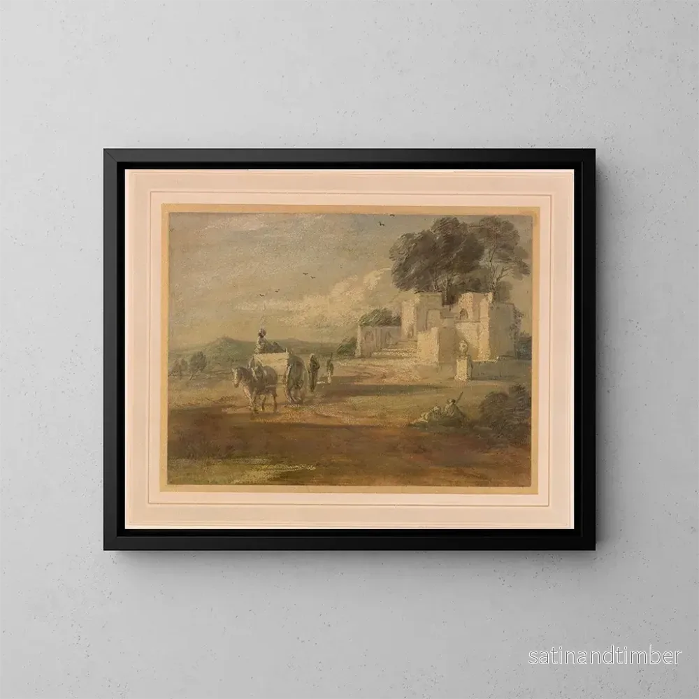 Reproduktion av målningen Landskap med häst och vagn och ruin - Thomas Gainsborough