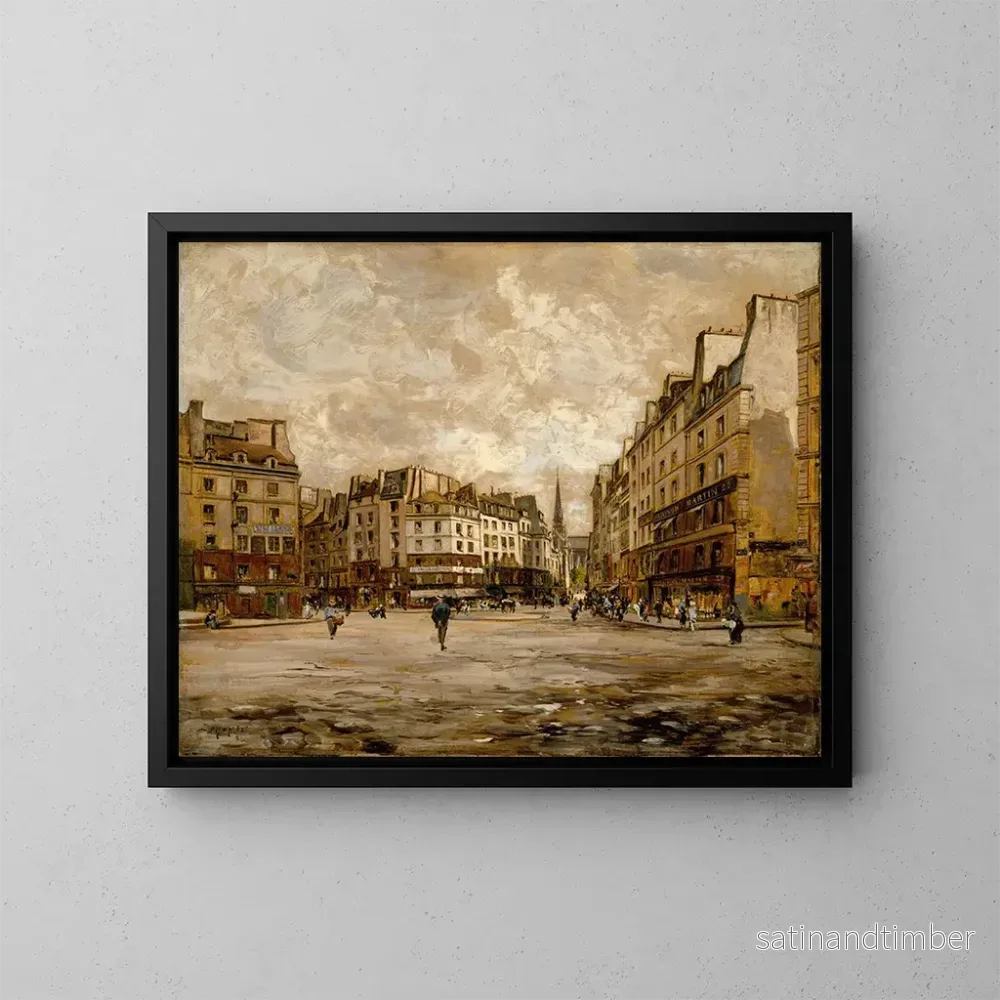 Reproduktion av målningen La place Maubert - Emmanuel Lansyer