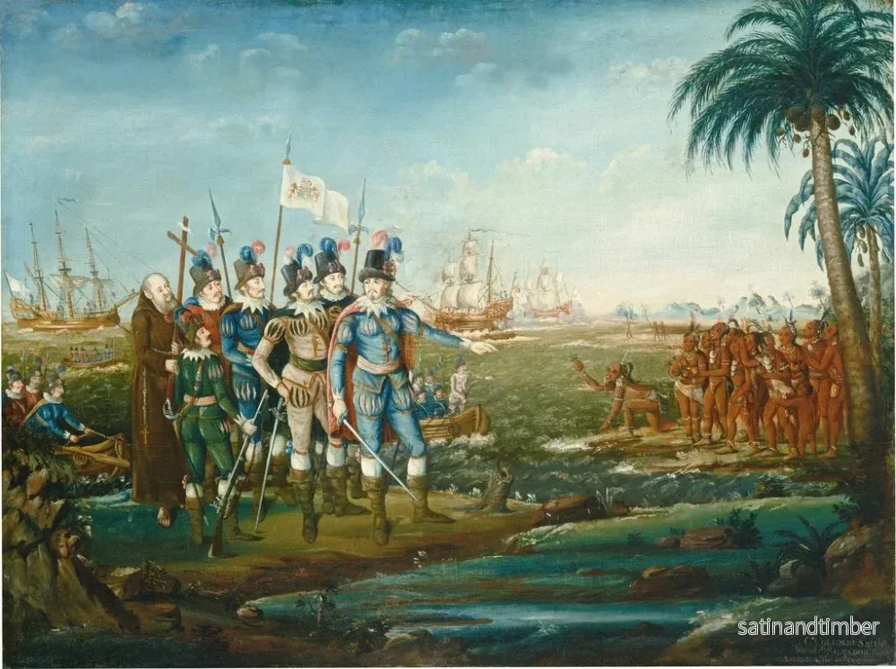 Reproduktion av målningen Första ankomsten av Christofer Columbus - Frederick Kemmelmeyer - Bild 2