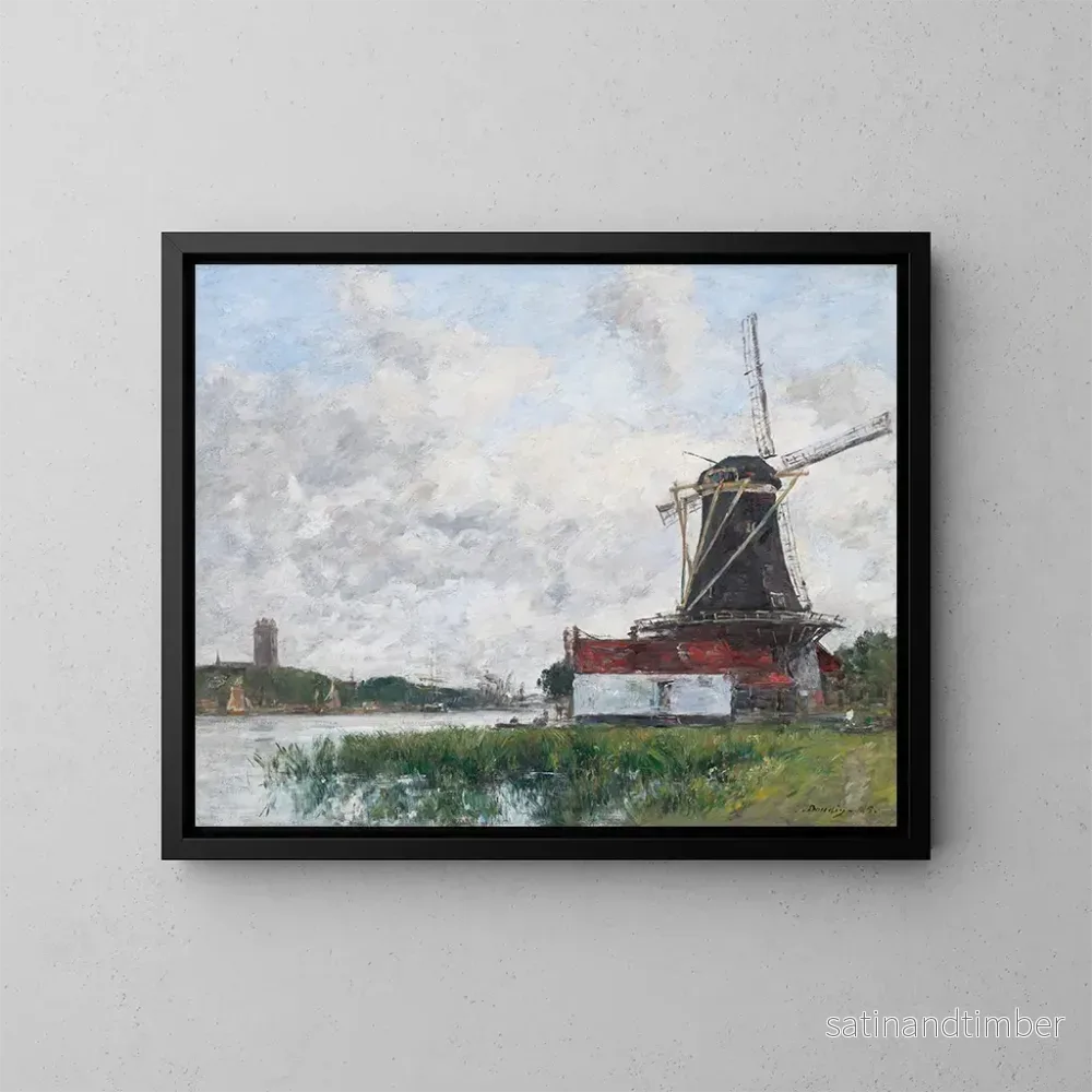 Reproduktion av målningen av kvarn vid Meuse-floden i Dordrecht – Eugène Boudin Reproduktion av målningen av kvarn vid Meuse-floden i Dordrecht – Eugène Boudin