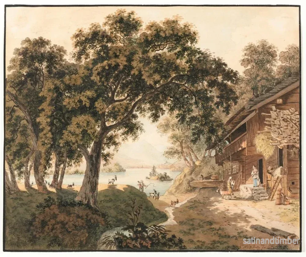 Reproduktion av målningen av bondgård vid sjön Brienz - Franz Niklaus König - Bild 2