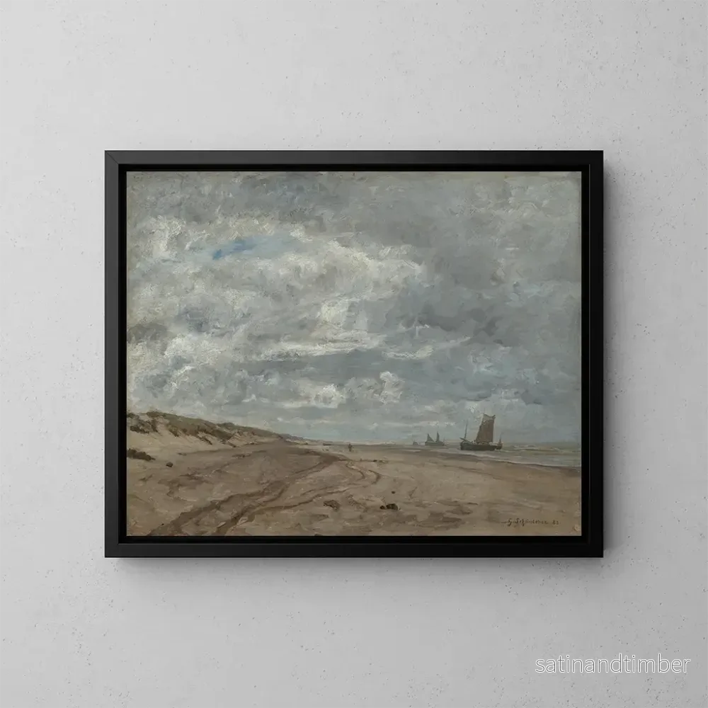 Reproduktion av målningen av Scheveningen-stranden - Gustav Schönleber