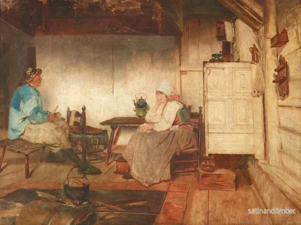 Reproduktion av målningen av ett fiskarstuga-inre i Marken - Petrus van der Velden - Bild 2