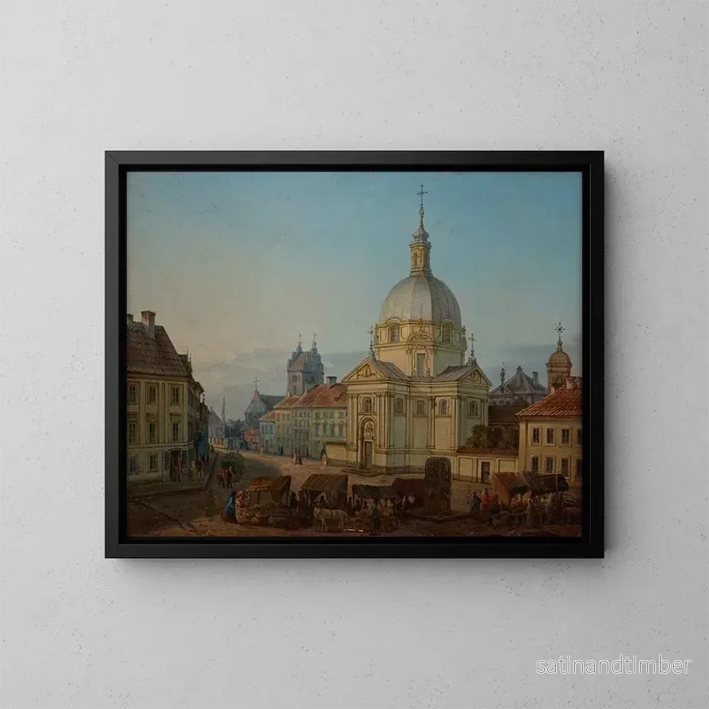 Reproduktion av målningen Place de la Nouvelle Ville med kyrkan Sacrements - Jan Seydlitz