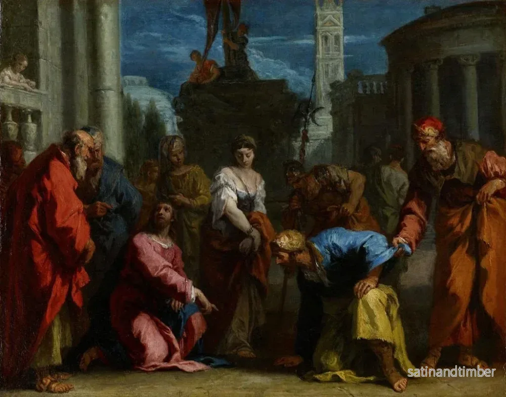 Reproduktion av målningen Le Christ et la femme adultère - Sebastiano Ricci - Bild 2