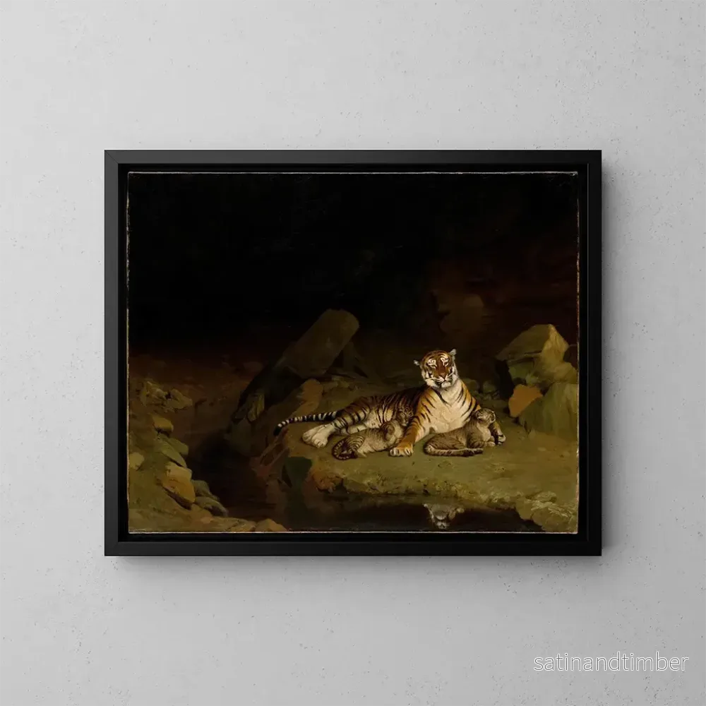 Reproduktion av målningen Tiger och dess små - Jean-Léon Gérôme