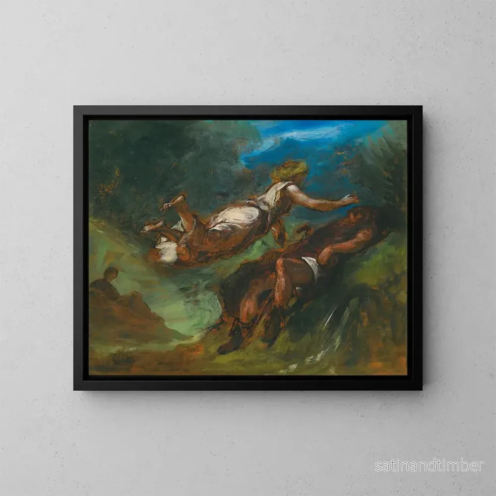 Reproduktion av målningen Hésiode och musan - Eugène Delacroix