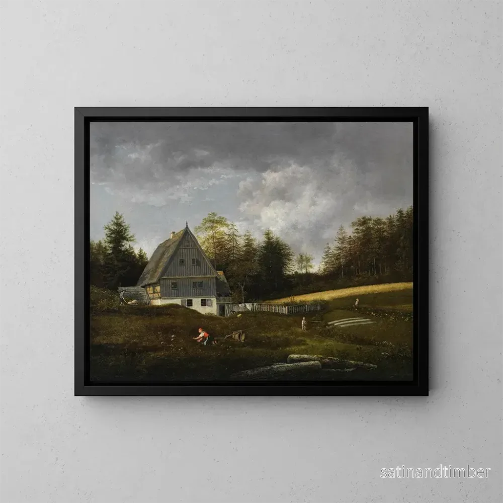 Reproduktion av målningen av Moulin i dalen av Plauen nära Dresden – Johann Christian Klengel