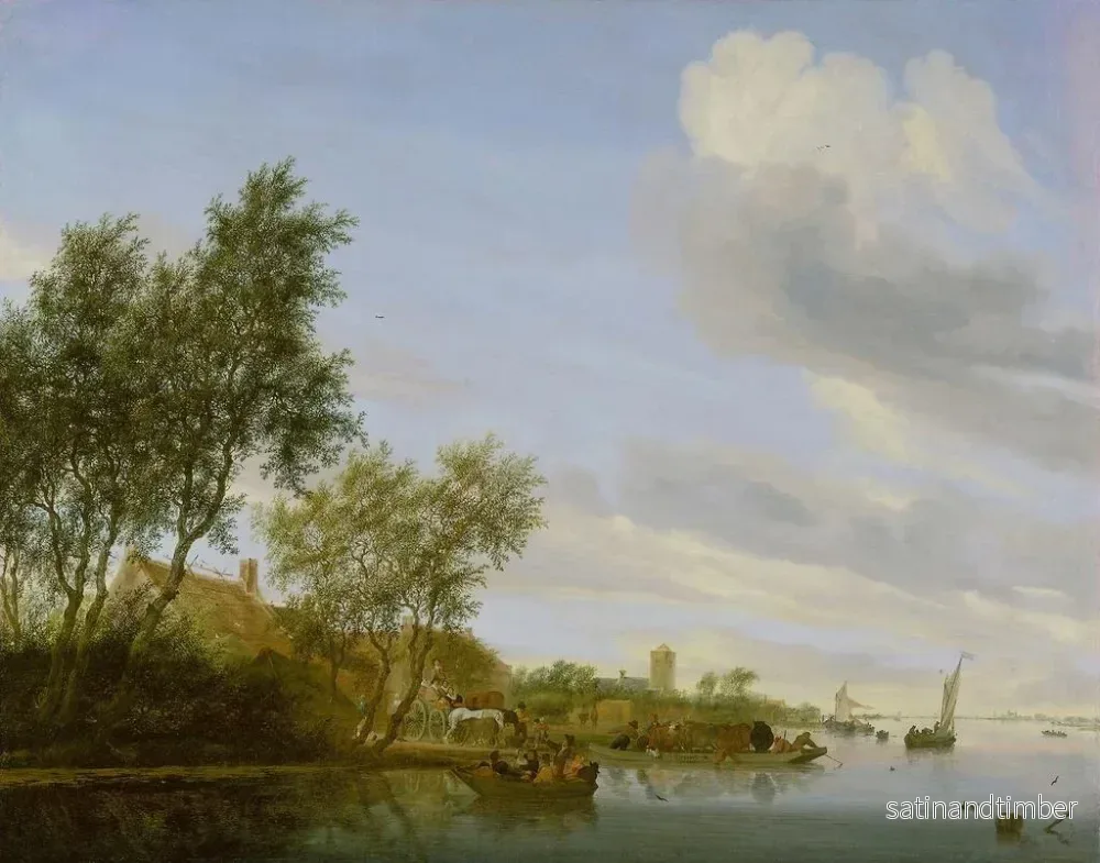Reproduktion av målningen Landskapsflod med en båt - Jacob Salomonsz van Ruysdael - Bild 2