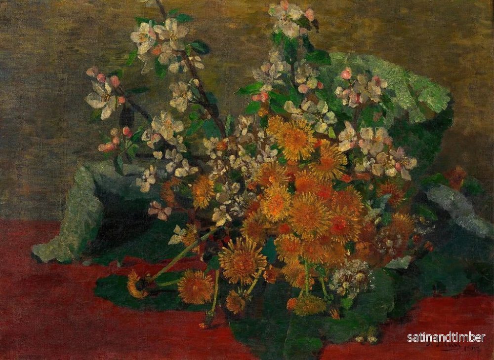 Reproduktion av målningen Bouquet de pissenlits et de fleurs de pommier - Tina Blau - Bild 2