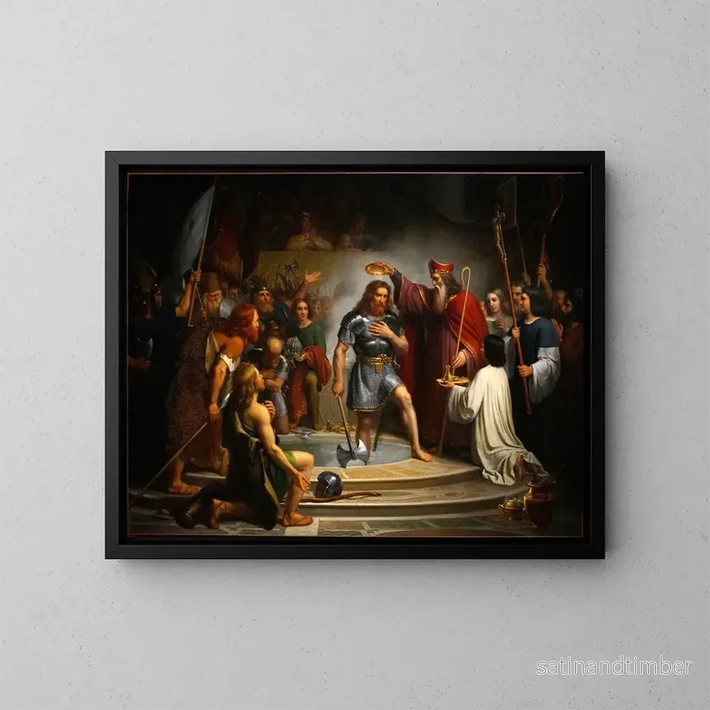 Reproduktion av målningen Le baptême de Clovis - François-Louis Dejuinne