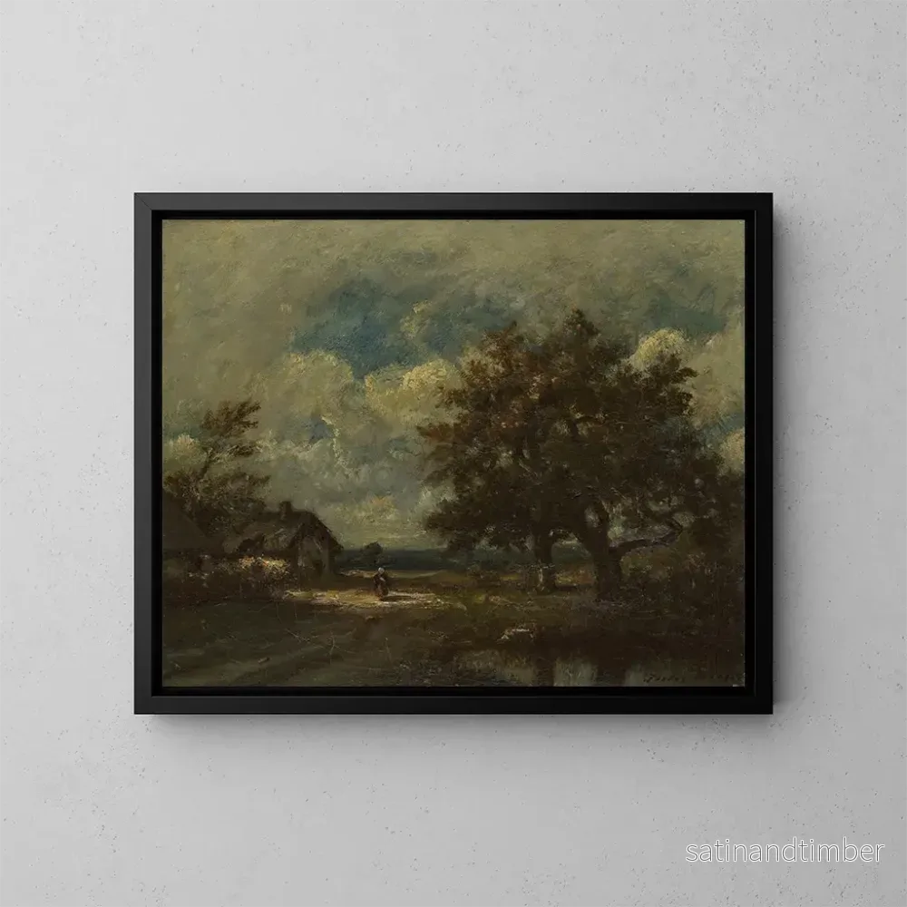Reproduktion av målningen Le cottage au bord de la route sous un ciel orageux – Jules Dupré Reproduktion av målningen Le cottage au bord de la route sous un ciel orageux – Jules Dupré